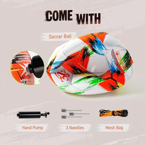 Soccer Ball Size 5 Deflated - Bright Tri-Color Design, Vibrant & Multicolor Indoor/Outdoor Training Sports Ball - Official Size for Kids Youth Teens Adult - Ideal Soccer Gift & Easter Basket Stuffers in Saudi Arabia