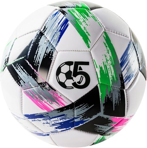 Soccer Ball Size 5 Deflated - Bright Tri-Color Design, Vibrant & Multicolor Indoor/Outdoor Training Sports Ball - Official Size for Kids Youth Teens Adult - Ideal Soccer Gift & Easter Basket Stuffers in Kuwait