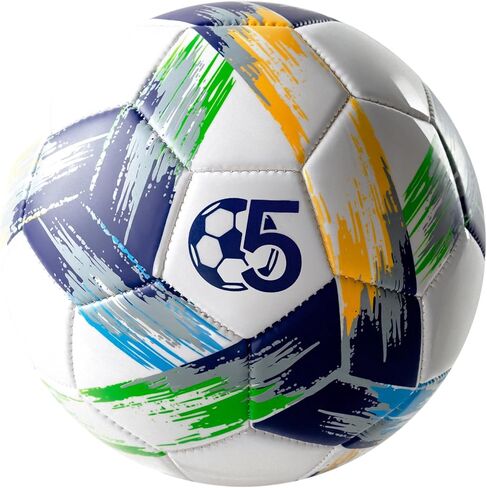 Soccer Ball Size 5 Deflated - Bright Tri-Color Design, Vibrant & Multicolor Indoor/Outdoor Training Sports Ball - Official Size for Kids Youth Teens Adult - Ideal Soccer Gift & Easter Basket Stuffers in Saudi Arabia