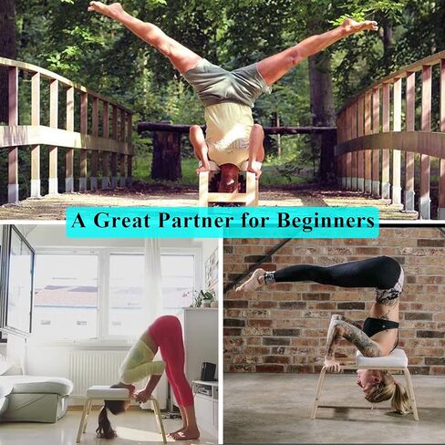 C-CHAIN Balanced Yoga Headstand Bench - Ideal for Workout, Fitness and Gym, for Both Beginner and Experience Yogis - Wood and PU Pads - Relieve Fatigue and Build Up Body in Saudi Arabia