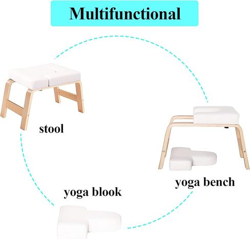 C-CHAIN Balanced Yoga Headstand Bench - Ideal for Workout, Fitness and Gym, for Both Beginner and Experience Yogis - Wood and PU Pads - Relieve Fatigue and Build Up Body in Saudi Arabia