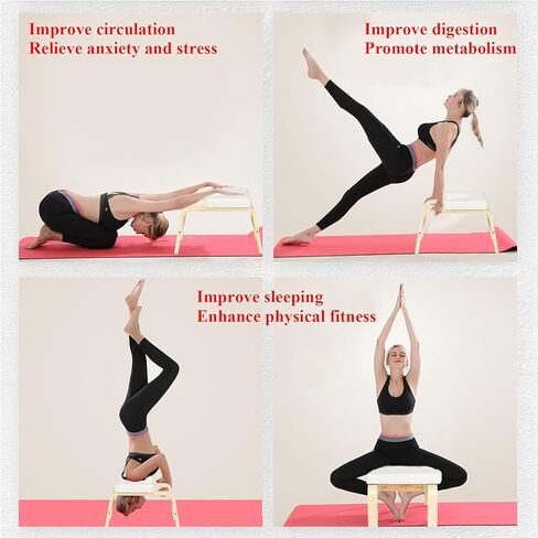 C-CHAIN Balanced Yoga Headstand Bench - Ideal for Workout, Fitness and Gym, for Both Beginner and Experience Yogis - Wood and PU Pads - Relieve Fatigue and Build Up Body in Saudi Arabia