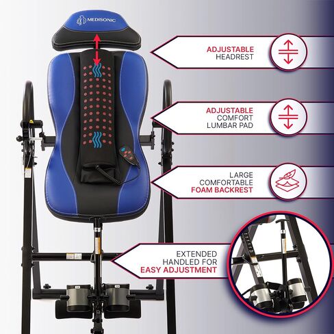 Elite Inversion Table with Adjustable & Removable Lumbar Pad, Comfortable Ankle Security Cups, Multiple Inversion Angles, Heavy-Duty Frame, 300 lb Capacity, Blue in Saudi Arabia