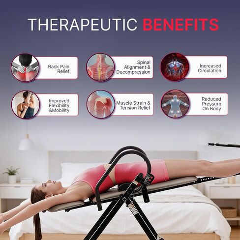 Elite Inversion Table with Adjustable & Removable Lumbar Pad, Comfortable Ankle Security Cups, Multiple Inversion Angles, Heavy-Duty Frame, 300 lb Capacity, Blue in Saudi Arabia