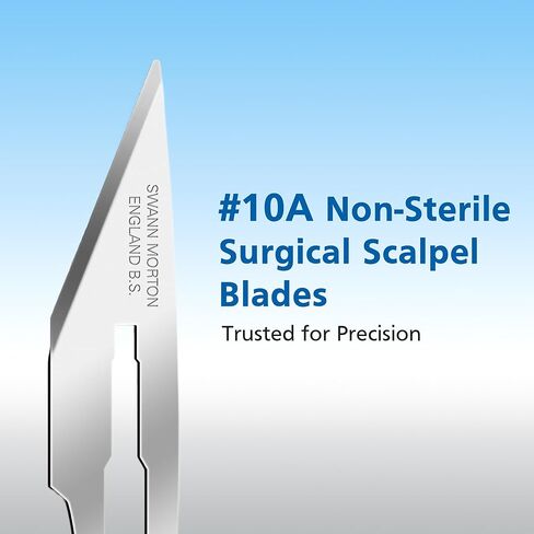 شفرة مشرط جراحي من سوان مورتون #10A - فولاذ كربوني، غير معقمة، أداة احترافية للفنون والحرف اليدوية - صندوق مكون من 100 قطعة (20 عبوة من 5 قطع) in Kuwait