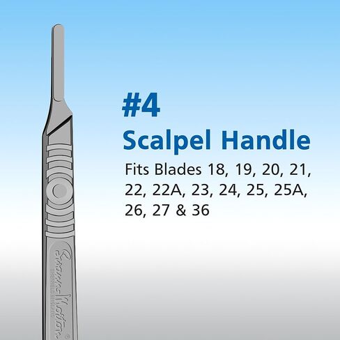 مقبض مشرط سوان مورتون رقم 4 - حامل من الفولاذ المقاوم للصدأ للشفرات 18، 19، 20، 21، 22، 22A، 23، 24، 25، 25A، 26، و27، مقبض سكين جراحي، درجة طبية، أداة للهوايات والاستخدام الاحترافي in Kuwait