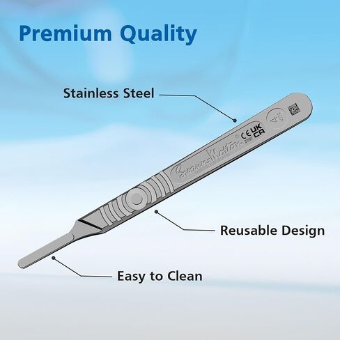 مقبض مشرط سوان مورتون رقم 4 - حامل من الفولاذ المقاوم للصدأ للشفرات 18، 19، 20، 21، 22، 22A، 23، 24، 25، 25A، 26، و27، مقبض سكين جراحي، درجة طبية، أداة للهوايات والاستخدام الاحترافي in Kuwait