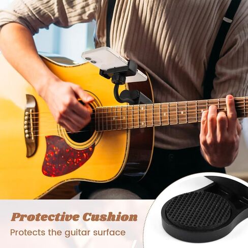 Guitar Phone Holder, 360° Adjustable Mount for Guitars, Ukuleles & Basses (6-10.5cm Thick), Hands-Free Sheet Music Stand for Video Recording, Live Streaming & Online Teaching in Kuwait