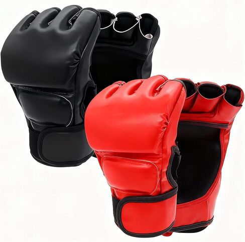Megalobox MMA Gloves for Men & Women – Grappling & Sparring Boxing Gloves with Open Palm Design,2 Pairs of Padded Fingerless Training Gloves for Kickboxing, Muay Thai in Kuwait