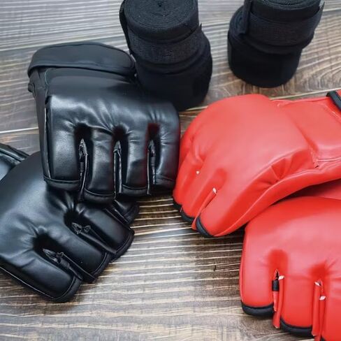 Megalobox MMA Gloves for Men & Women – Grappling & Sparring Boxing Gloves with Open Palm Design,2 Pairs of Padded Fingerless Training Gloves for Kickboxing, Muay Thai in Kuwait