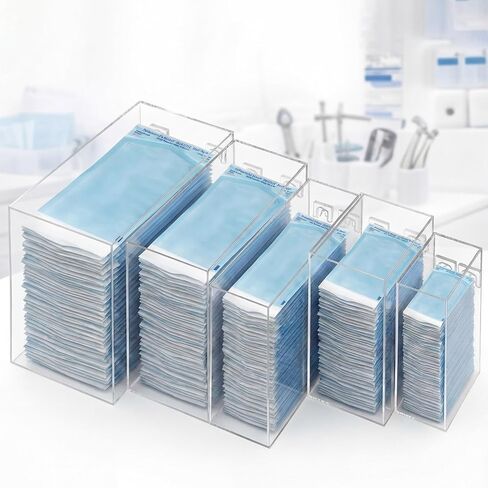 Novabright Dental Pouch Organizer Wall Mount, 5-Slot Acrylic Dispenser for Self-Sealing Instrument Pouches, Clear Medical Supply Holder for Clinic Tattoo Salon in Kuwait