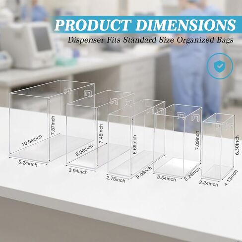 Novabright Dental Pouch Organizer Wall Mount, 5-Slot Acrylic Dispenser for Self-Sealing Instrument Pouches, Clear Medical Supply Holder for Clinic Tattoo Salon in Kuwait