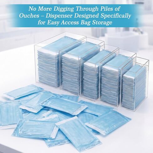 Novabright Dental Pouch Organizer Wall Mount, 5-Slot Acrylic Dispenser for Self-Sealing Instrument Pouches, Clear Medical Supply Holder for Clinic Tattoo Salon in Kuwait