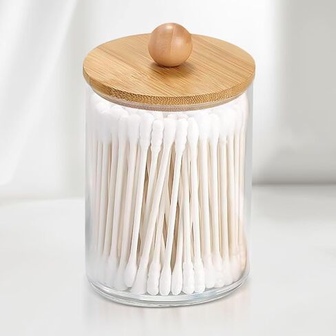 1 Pack Swab Holder Canisters with Lid, Acrylic Qtip Holder Dispenser for Cotton Swabs, Q-Tips, Pads, Floss Picks in Saudi Arabia