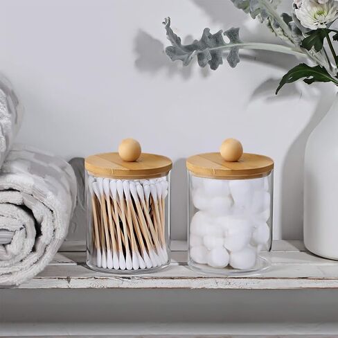 1 Pack Swab Holder Canisters with Lid, Acrylic Qtip Holder Dispenser for Cotton Swabs, Q-Tips, Pads, Floss Picks in Saudi Arabia