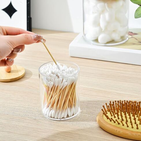 1 Pack Swab Holder Canisters with Lid, Acrylic Qtip Holder Dispenser for Cotton Swabs, Q-Tips, Pads, Floss Picks in Saudi Arabia