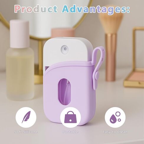 Hand Sanitizer Holder for Touchland Spray - 3 Pack Silicone Case with Adjustable Strap, Fits 1 fl oz Refillable Bottles (Pink,Green,Purple) in Saudi Arabia