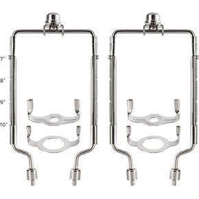 طقم قيثارة المصباح GO&SO، حامل غطاء مصباح قابل للتعديل 7 8 9 10 بوصة لمصباح الطاولة، أجزاء الأجهزة متضمنة 3/8 سرج قياسي، محول قاعدة إضاءة E26 UNO Fitter، ملحقات دعامة المصباح، نيكل، عبوتان in Kuwait