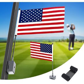 Magnetic Golf Cart Flag, Aluminum Alloy Base, 9 x 6" American Golf Flag with Dual Mounting Positions, Stable Installation Golf Pin Flag for Golf Carts, Golf Gifts in Saudi Arabia