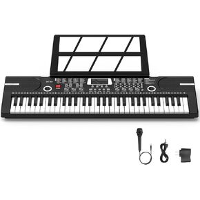 61 keys keyboard piano, Electronic Digital Piano with Built-In Speaker Microphone, Sheet Stand and Power Supply, Portable piano Keyboard Gift Teaching for Beginners in Kuwait