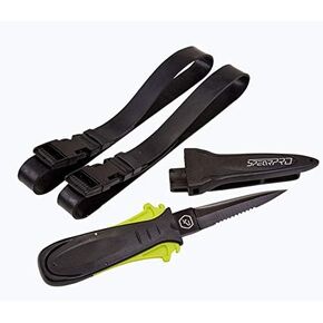 SpearPro Ribbon Dive Knife شفرة مطلية بالتفلون - 9 سم (تتضمن حافظة غمد مضادة للانزلاق وحزامين للساق/الذراع) in Kuwait