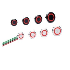 1PCS 19/22/25/30mm Ultra Short LED Light Metal Push Button Switch with Wire 3-6V 12-24V Momentary Reset Waterproof Stainless Steel(Red Circle,12-24V,19mm-Silver Shell) in Kuwait