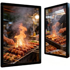 HD Digital Advertising Display Screen, 1080P IPS LCD Commercial Media Player with Remote Publishing, WiFi Connection, Smart Split Screen, Landscape Portrait Touchable-23.8" in Kuwait