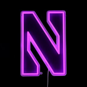 Saturday Neon Officially Licensed Northwestern Wildcats LED Neon Sign – 11.59" W x 15" H Purple-Emitting Wall Light with Adjustable Brightness, Inline Dimmer Switch, USB Powered with Outlet Adapter – College Wall Décor in Kuwait