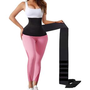 مدرب خصر ملفوف للنساء، حزام تشذيب لفافة المعدة، حزام شد البطن من Snatch Me Up Tummy Wraps (أسود) in Kuwait