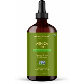 Majestic Pure Arnica Oil 4oz (118ml) Premium Carrier Oil with Dropper for Hair Care, Hair Oiling, Scalp Massage, & Skin Care in Kuwait