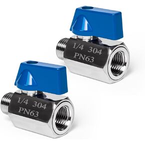 2 حزمة 1/8 "صمام كروي صغير، 304 صمام الفولاذ المقاوم للصدأ NPT أنثى × ذكر صمامات إغلاق الموضوع لمساحة صغيرة مدمجة (2، 1/8 بوصة) in Kuwait