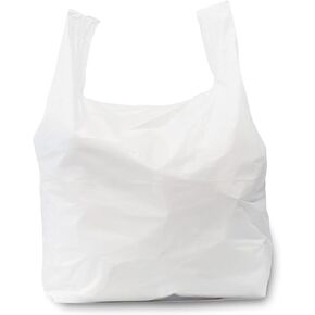 100 Pack - Jumbo (LARGE) T-Shirt Shopping/Trash Bags - 17" x 8" x 29" - 18 Microns Thick in Kuwait