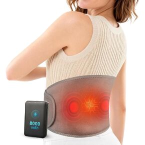 وسادة تسخين لاسلكية مع مدلك لتخفيف آلام الظهر، حزام حراري محمول يمكن ارتداؤه لأسفل الظهر 8000 مللي أمبير في الساعة كهربائي لاسلكي قابل لإعادة الشحن مع 3 حرارة و3 اهتزازات، هدايا للنساء والرجال والأم والأب وكبار السن in Kuwait