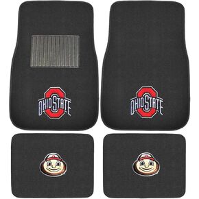 Carpet Floor Mat with Logo on Front Mat and Brutus Buckeye on Rear Mat For Ohio State Fan in Saudi Arabia