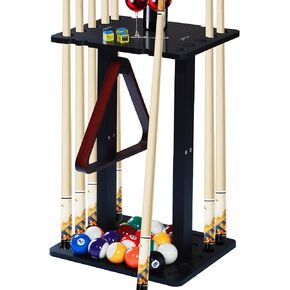 حامل عصا حمام السباحة - حامل أرضي لحمام السباحة مع تصميمات تخزين متعددة، حامل خشبي لحمام السباحة لتخزين 10 أعواد تخزين وكرة حمام السباحة، رفوف البلياردو لطاولة حمام السباحة في غرفة البلياردو in Kuwait