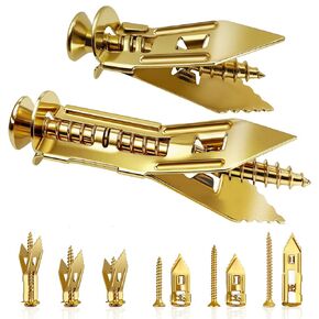 88pcs Self Drilling Drywall Anchors with Screws Kit, 2 Sizes Sheetrock Anchor & 3 Sizes Expansion Screws, Zinc-Plated Steel, No Drill, Heavy Duty-Holds 80lbs for Picture Frames, Shelves in Saudi Arabia