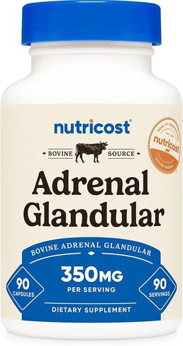 Nutricost Adrenal Glandular (350 مجم) 90 كبسولة - مكمل لقشرة الغدة الكظرية البقري، خالي من الكائنات المعدلة وراثيًا، وخالي من الغلوتين in Saudi Arabia