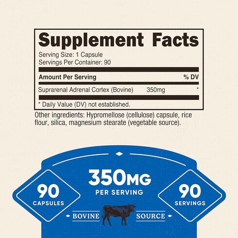 Nutricost Adrenal Glandular (350 مجم) 90 كبسولة - مكمل لقشرة الغدة الكظرية البقري، خالي من الكائنات المعدلة وراثيًا، وخالي من الغلوتين in Saudi Arabia