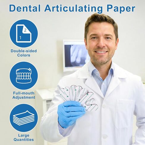 Articulating Paper Dental Carbon Paper 72 Sheets, 100 μm Thick Dental Bite Papers with Separating Film, Horseshoe Shape Doubled Side Occlusion Papers for Occlusal Adjustment, Blue/Red in Kuwait