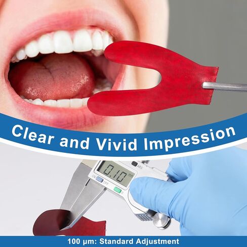 Articulating Paper Dental Carbon Paper 72 Sheets, 100 μm Thick Dental Bite Papers with Separating Film, Horseshoe Shape Doubled Side Occlusion Papers for Occlusal Adjustment, Blue/Red in Kuwait