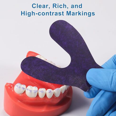 Articulating Paper Dental Carbon Paper 72 Sheets, 100 μm Thick Dental Bite Papers with Separating Film, Horseshoe Shape Doubled Side Occlusion Papers for Occlusal Adjustment, Blue/Red in Kuwait