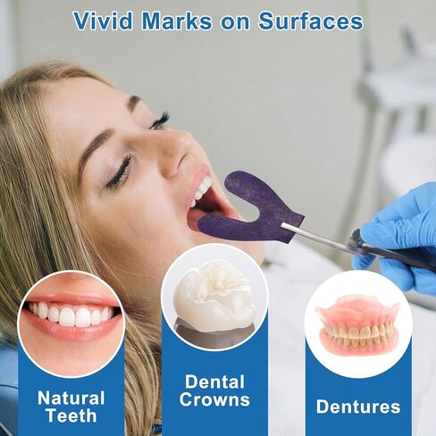 Articulating Paper Dental Carbon Paper 72 Sheets, 100 μm Thick Dental Bite Papers with Separating Film, Horseshoe Shape Doubled Side Occlusion Papers for Occlusal Adjustment, Blue/Red in Kuwait