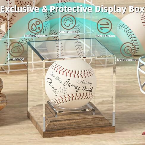 Baseball Case Display for Balls Walnut Wood Base Acrylic Baseball Display Case Baseball Holder Stand Cube Memorabilia Showcase Autograph Ball Protector for Official Size Ball Display in Saudi Arabia