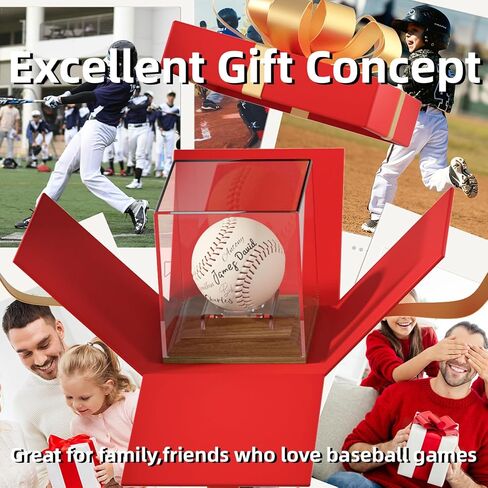 Baseball Case Display for Balls Walnut Wood Base Acrylic Baseball Display Case Baseball Holder Stand Cube Memorabilia Showcase Autograph Ball Protector for Official Size Ball Display in Saudi Arabia