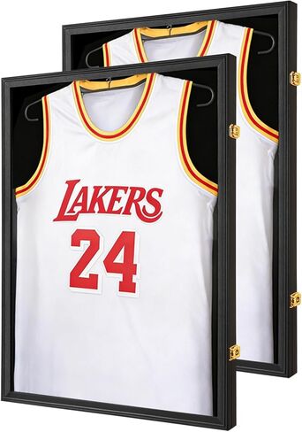 Jersey Frame Display Case for Wall ,Large Lockable T-Shirt Shadow Box with Clear UV Protection Acrylic & Hangers for Football Basketball Baseball Soccer Hockey, Matte Black 1 Pack in Saudi Arabia