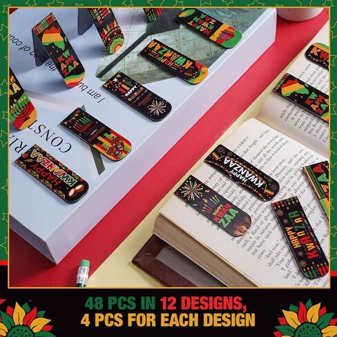 PASIMY 48 PCS Juneteenth Longmarks Bulk Magnetic Juneteth Party Favors Gifts Double Side Inspirational 19 يونيو إشارة مرجعية لليوم الحرية الأمريكية الإفريقية السوداء 1865 (أفريقي) in Saudi Arabia