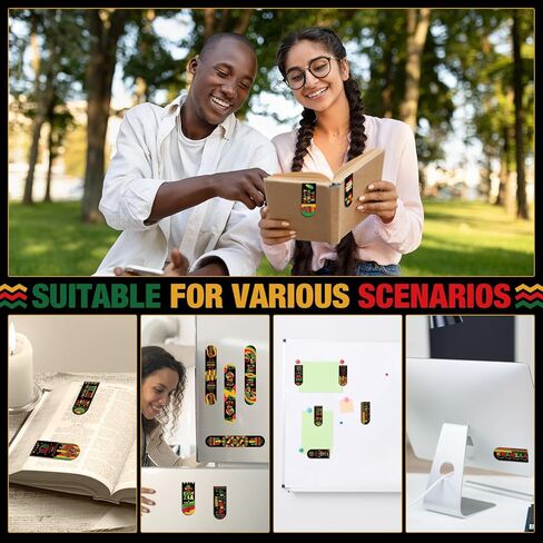 PASIMY 48 PCS Juneteenth Longmarks Bulk Magnetic Juneteth Party Favors Gifts Double Side Inspirational 19 يونيو إشارة مرجعية لليوم الحرية الأمريكية الإفريقية السوداء 1865 (أفريقي) in Saudi Arabia