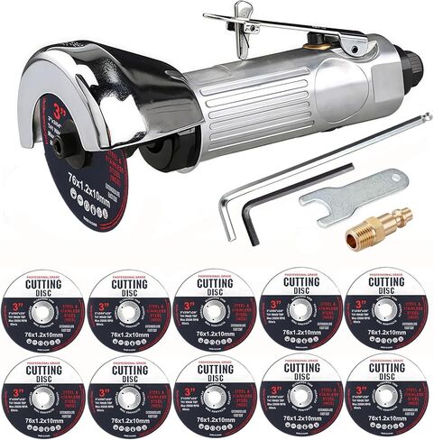 أداة قطع الهواء 3 بوصة، قاطع هواء عالي السرعة، مع 10 قطع عجلات قطع متعددة الوظائف، أدوات قطع هوائية 20000 دورة في الدقيقة للصلب والإينوكس والبلاستيك in Kuwait