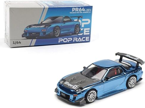 DIECAST MODEL CAR CAR TICKIPATION POP RACE 1:64 MAZDA RX7 Re Amemiya Yellow Metallic مع Carbon Top Limited Edition PR640116 in Saudi Arabia