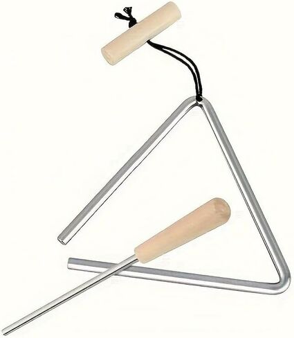 1 Set 3.94 Inch Steel Triangle Percussion Instrument with Beater Handheld Musical Rhythm Tool for Band Orchestra Classroom Practice Performance Party Wedding Gift Silver in Saudi Arabia